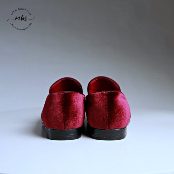NWT Royal Shoes Velvet Loafers Red Gold Men 7.5 - Picture 6 of 14